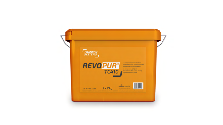 Orangener Eimer des Bindemittels REVOPUR® TC410 